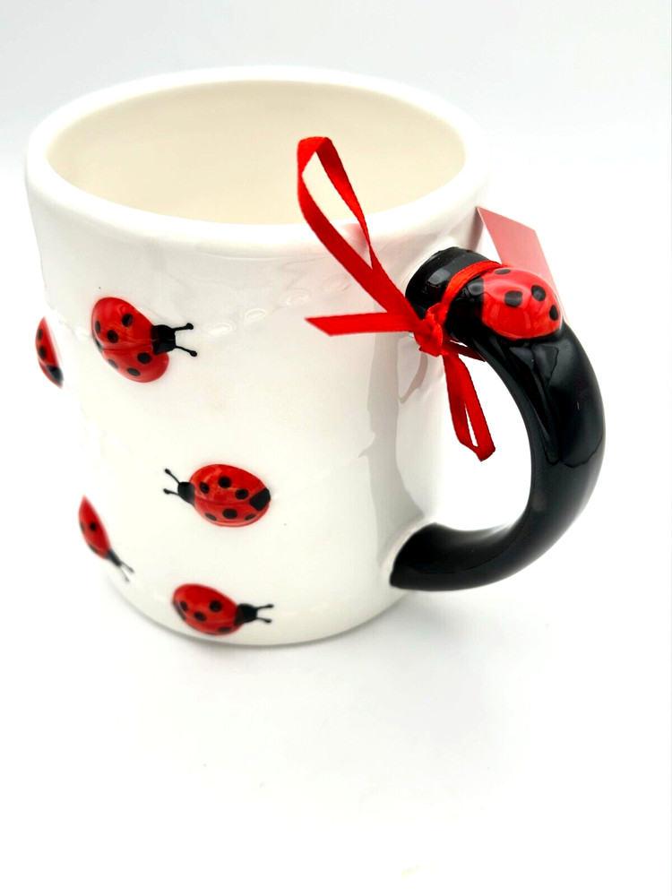 Lang Design Hand Painted Lady Bug 3D Mug Coffee Tea NWT