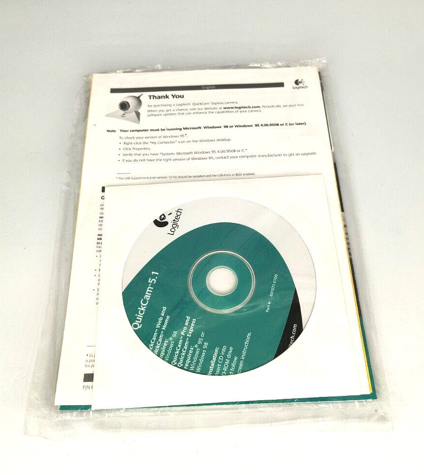 NEW LOGITECH QUICKCAM 5.1 CD 95 98 FOR PRO, EXPRESS WEBCAMS & PROGRAMS RM4-B18