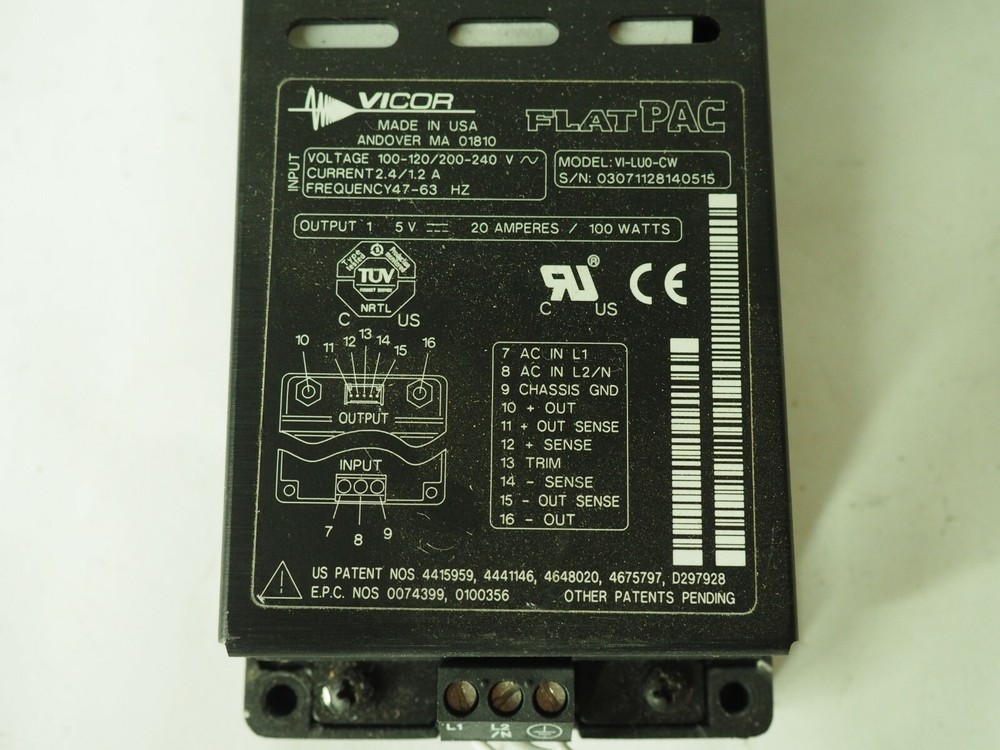 Vicor FlatPAC VI-LU0-CW Power Supply 5VDC 100W 20A
