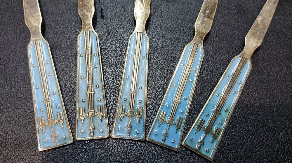 Spoon Silver Vintage Enamel Russian. 875