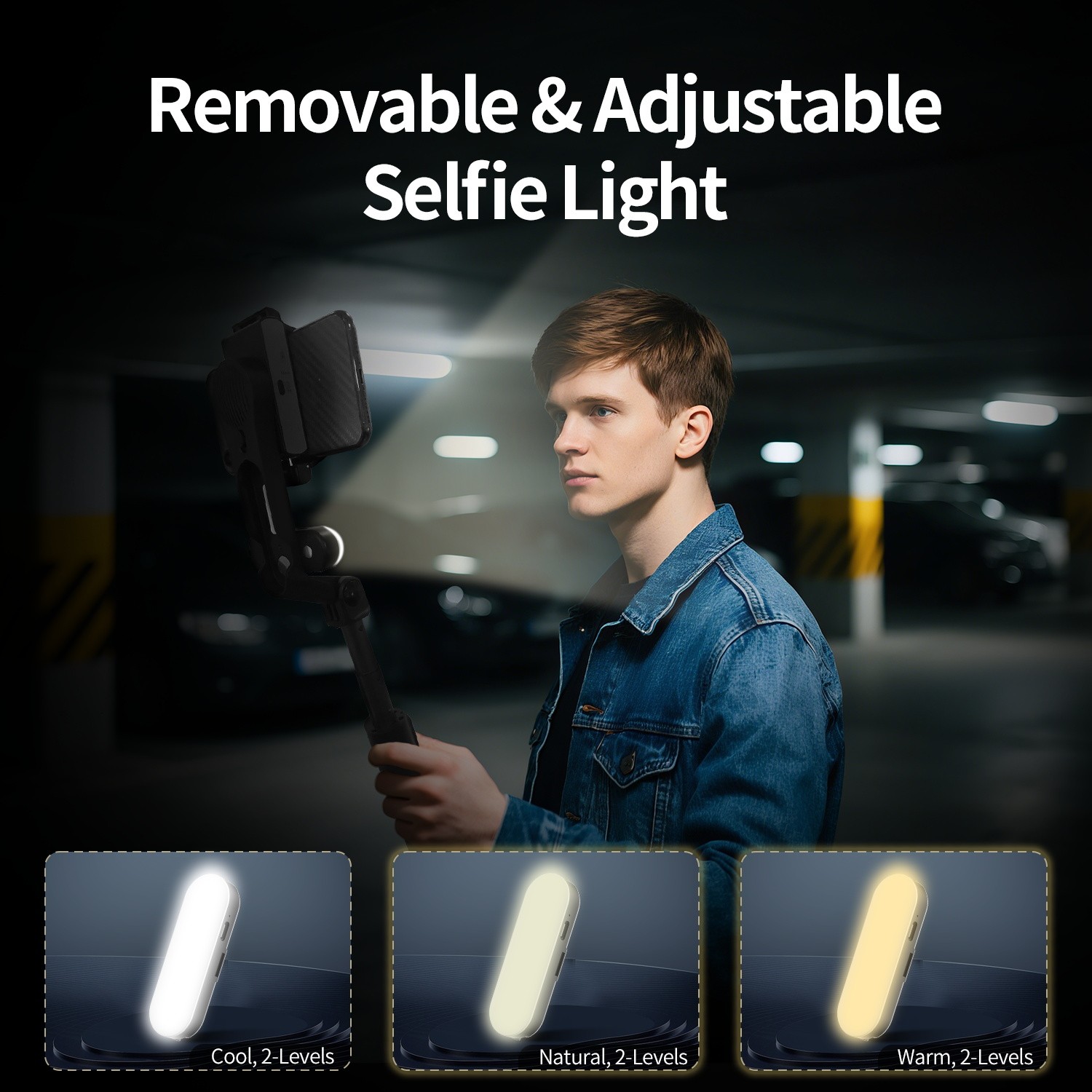 TOALLIN Gimbal Stabilizer for Smartphone,Foldable Selfie Stick, Adjustable Light