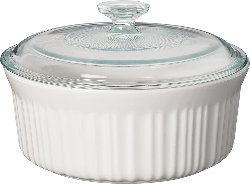 French White 7-Pc Ceramic Bakeware Set with Lids - Chip Resistant & Versatile