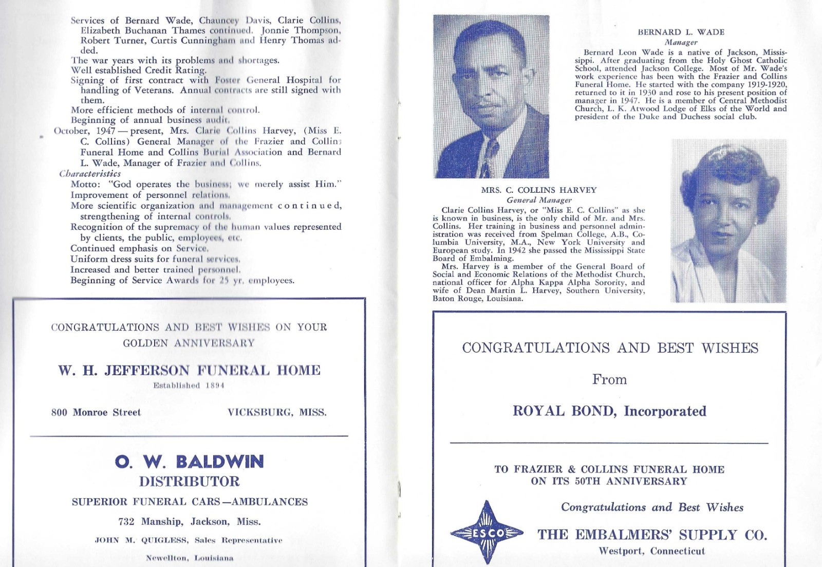 1953 Jackson Mississippi~African American Funeral Home Program~Frazier & Collins