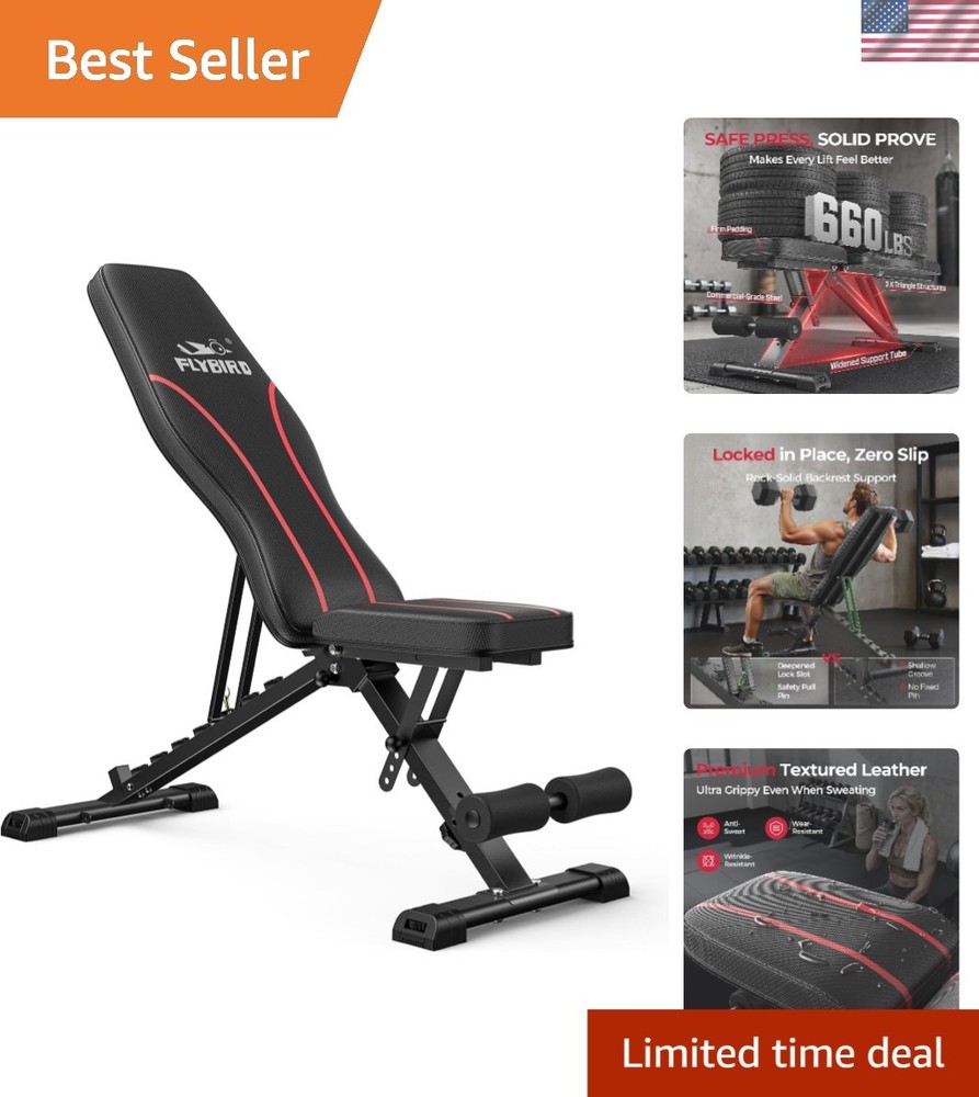 Multi-Purpose Incline Workout Bench - 96 Setting Adjustability for All Exercises