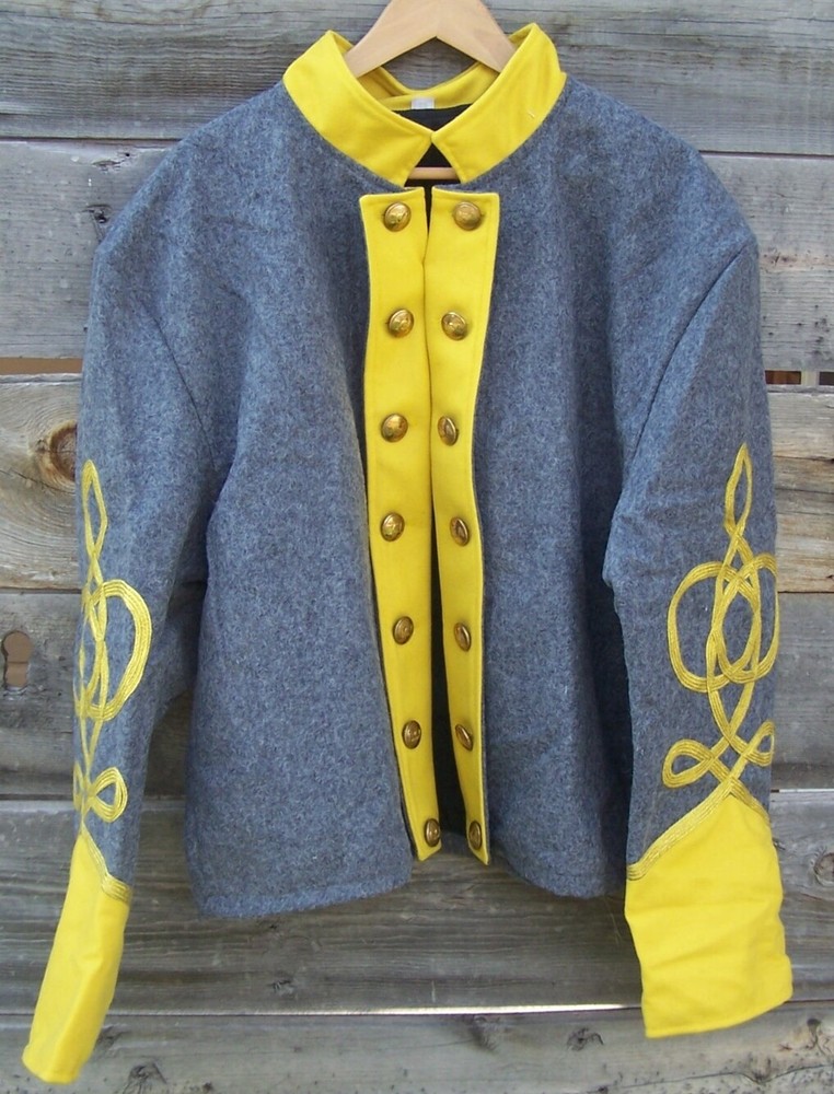 civil war confederate reenactor cavalry shell jacket with 4 row braids 50