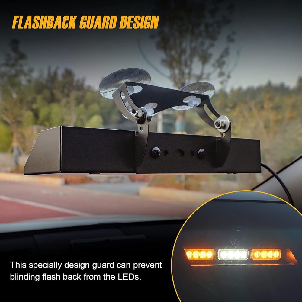 XRIDONSEN Emergency Dash Strobe Lights Bar Safety Warning Flash Windshield Light