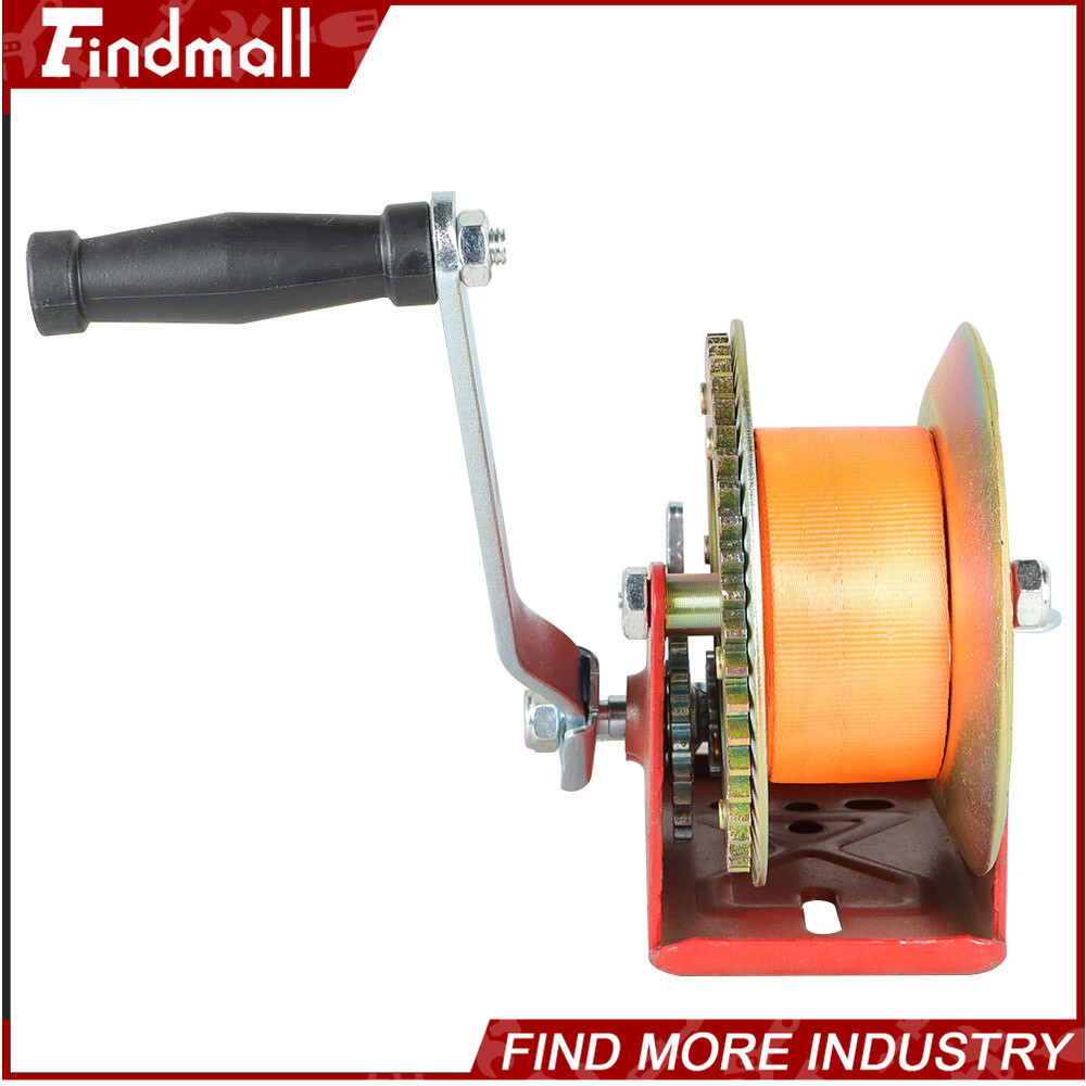 Findmall 3500 LBS Dual Speed Hand Winch Hand Crank Red Strap ATV Trailer Boat