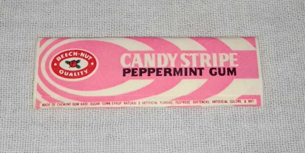VINTAGE BEECH NUT CANDY STRIPE PEPPERMINT GUM WRAPPER RARE