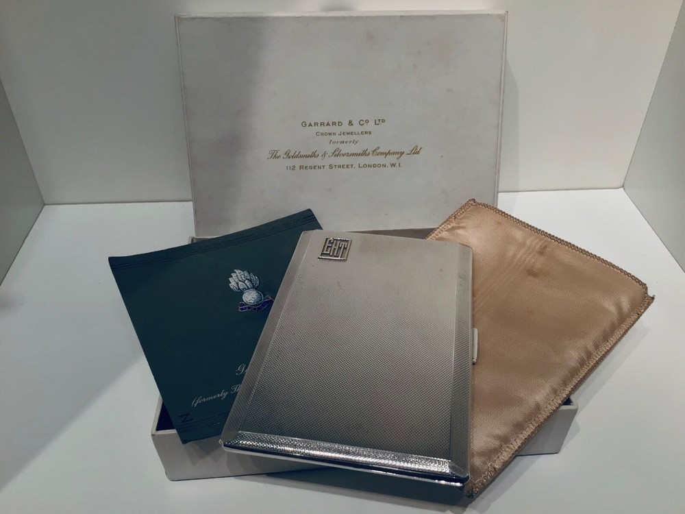 Boxed Heavy Solid Silver Cigarette Case, Birmingham 1974, Garrard & Co 180g