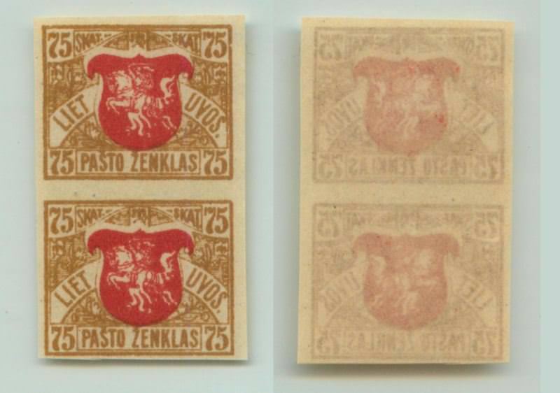 Lithuania 🇱🇹 1919 SC 57 MNH imperf wmk 145 vertical pair . e7005