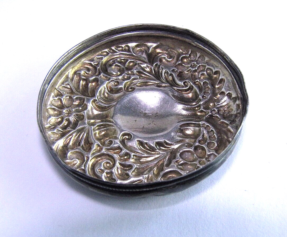 Antique Sterling Silver Repousse Jar Container Lid