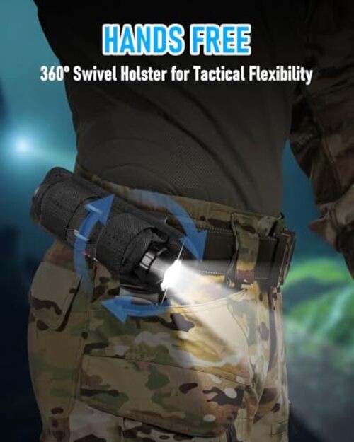 Tactical Flashlight with Holster, Single Mode LED Flashlight 1000 High Lumen