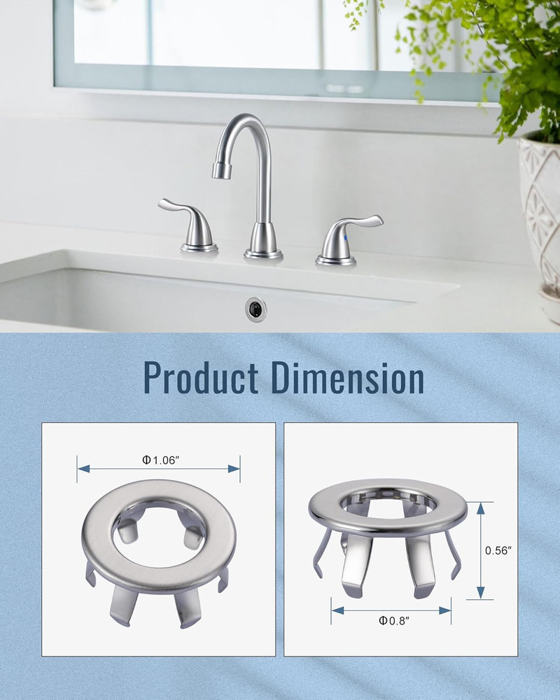 Sink Overflow Ring Brushed Nickel: 2 Pack Solid Brass Bathroom Vessel Sink Over