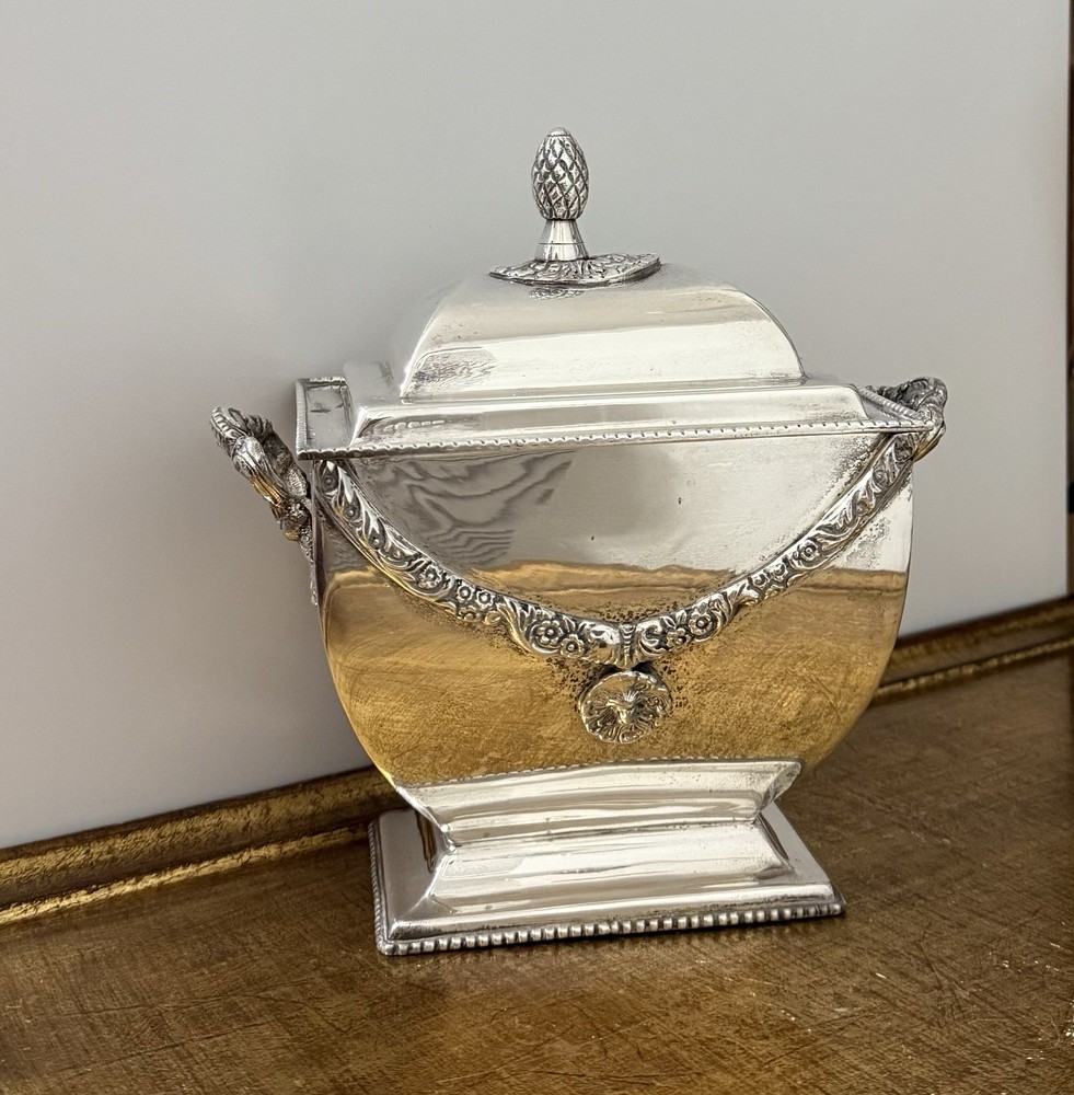 Decorative Only Silver Plate Tea Candy Jar