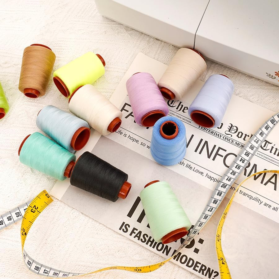 Polyester Sewing Thread Kit, 12 Colors, 800 Yards Each, Multi-Color Spools for M