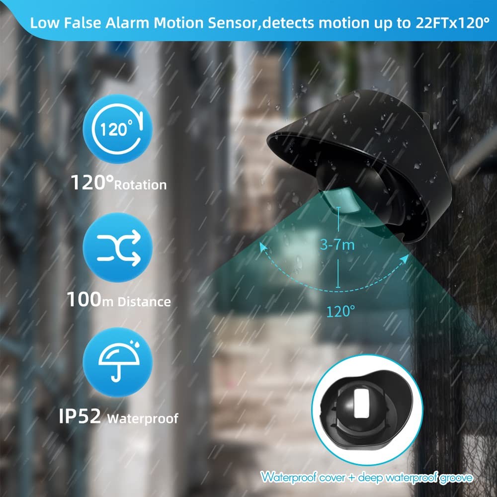 Sunydog Driveway Alarm, Multifunctional Outside Motion Sensor US Plug, Black