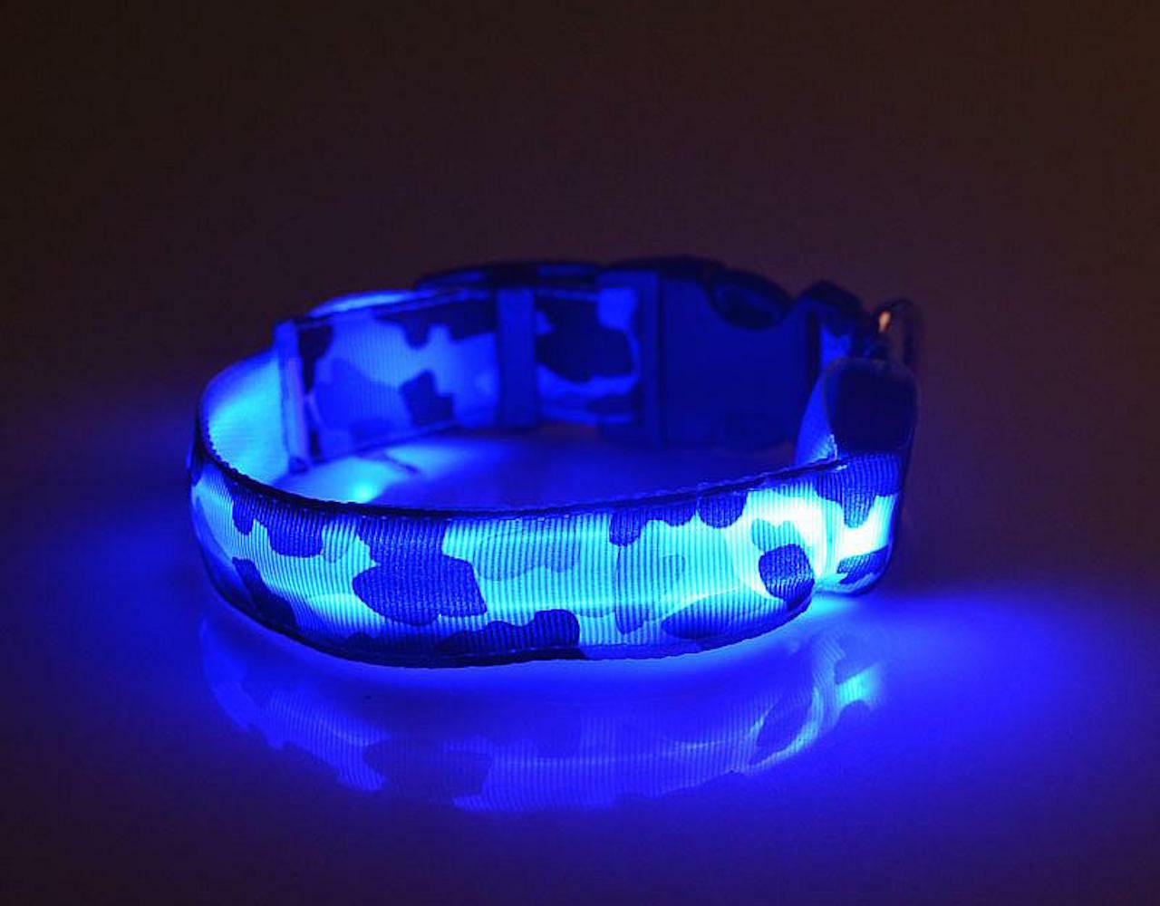 CAMOUFLAGE LED RECHARGEABLE COLLAR CAMO light-up Dog Pet Safety USB flash glow