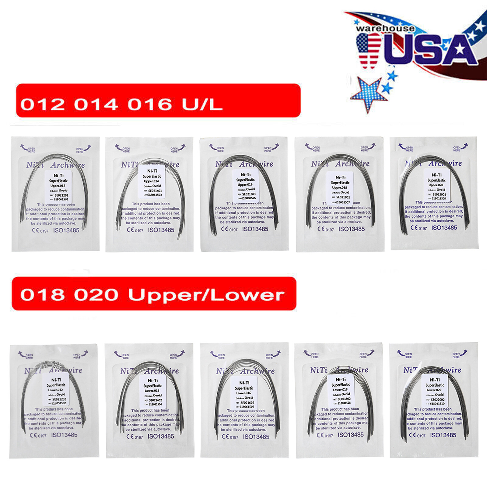 Dental Orthodontic Bracket Braces Roth/MBT 345 Hooks /Super Arch Wire Niti Round