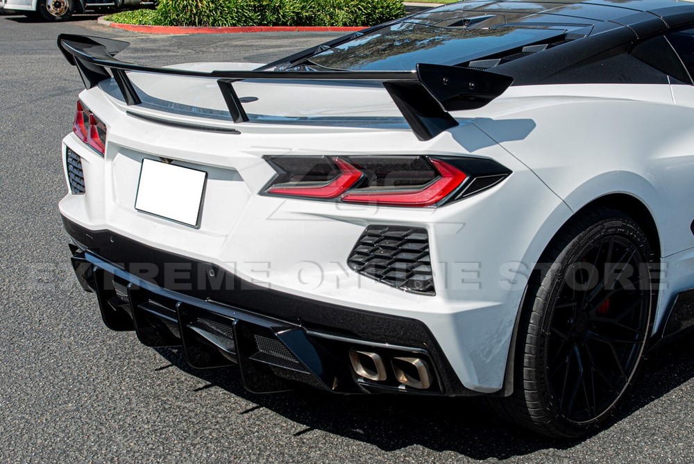 For 20-Up Corvette C8 Performance Style CARBON FLASH Rear Lower Diffuser Fin