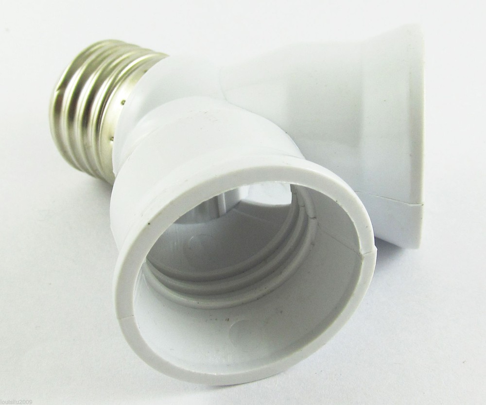 E27 Screw Base Light Lamp Bulb Socket LED Halogen 1 to 2 Split Splitter Adapter