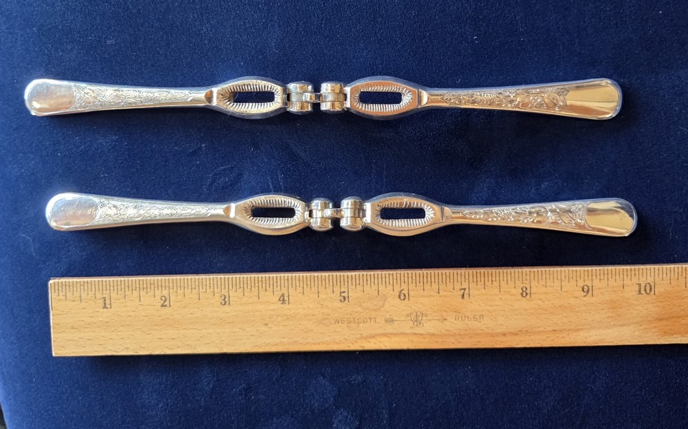 Pair Vintage Intricately Patterned Silverplated Nut Crackers WH Great Shape