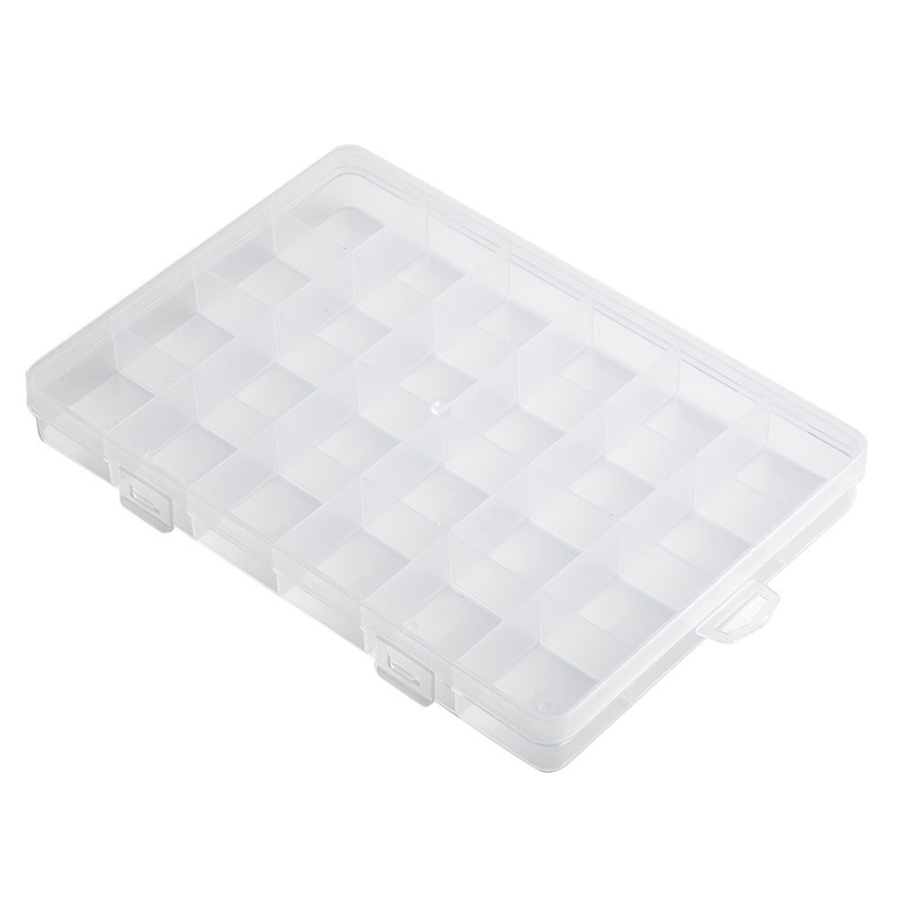 UK-24 Compartments Transparent Plastic Storage Box Electronic Component Parts
