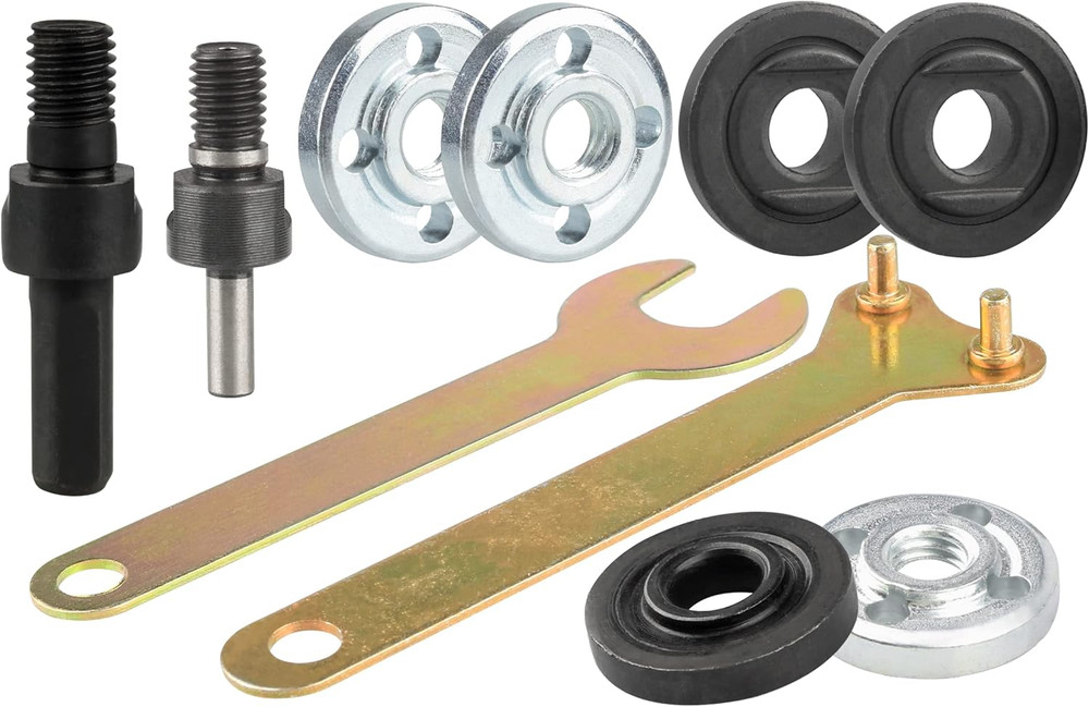 Drill Angle Grinder Adapter Set with Flange Nuts and Spanner Wrench