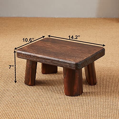 Wooden Stool, Rectangular Bedside Step Stool, Step Ladder for Kitchen &