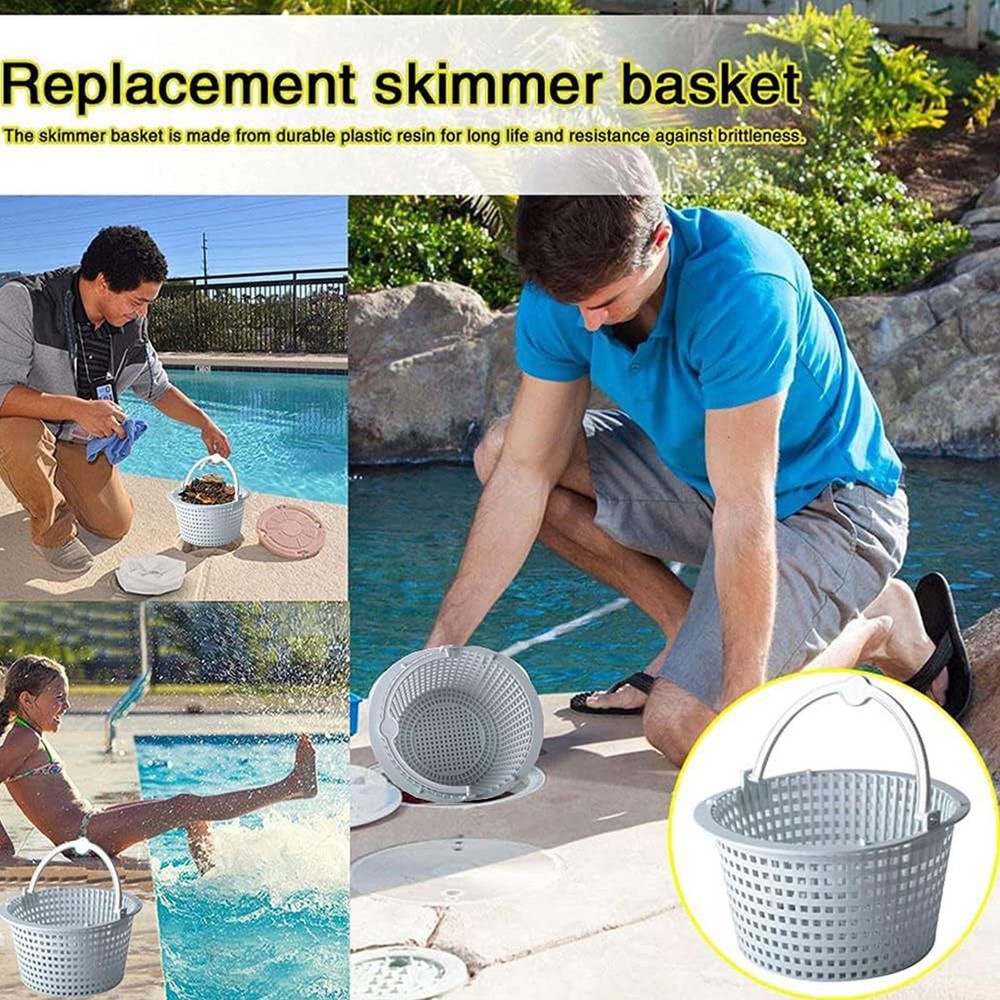 Pool Basket Skimmer Leaf Cleaning Strainer Handle Equipped Pool Skimmer
