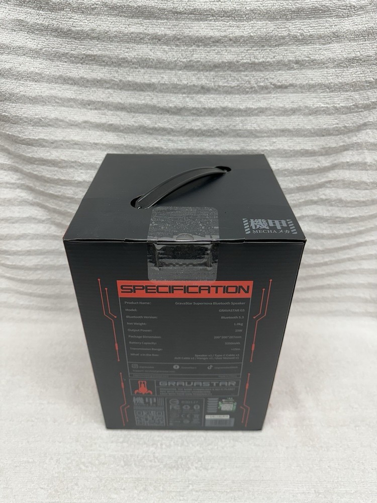 GravaStar SuperNova Bluetooth Speaker Model-G5 Black Color ~ Sealed