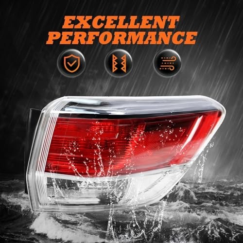 Outer Tail Light Passenger Side Compatible with Highlander 2014 2015 2016 Right