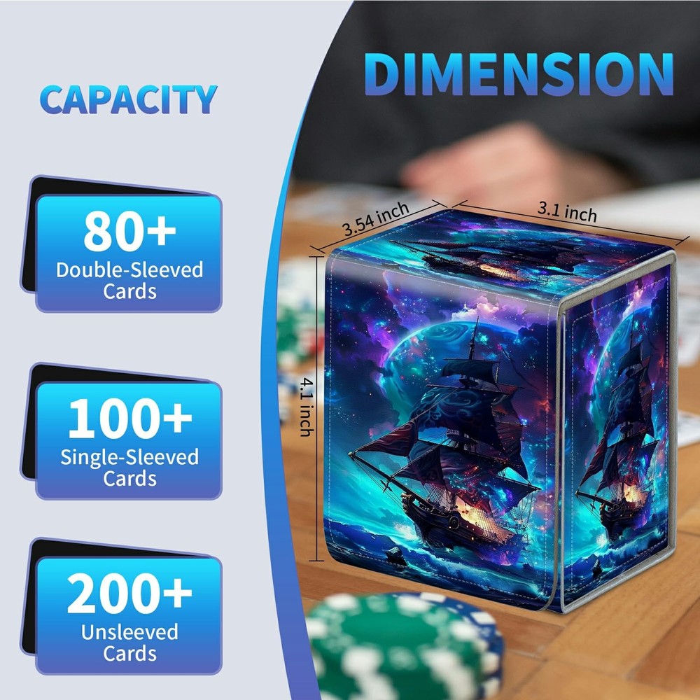 Card Deck Box for Trading Cards, MTG Commander Deck Box Fits 100+ Single Slee...