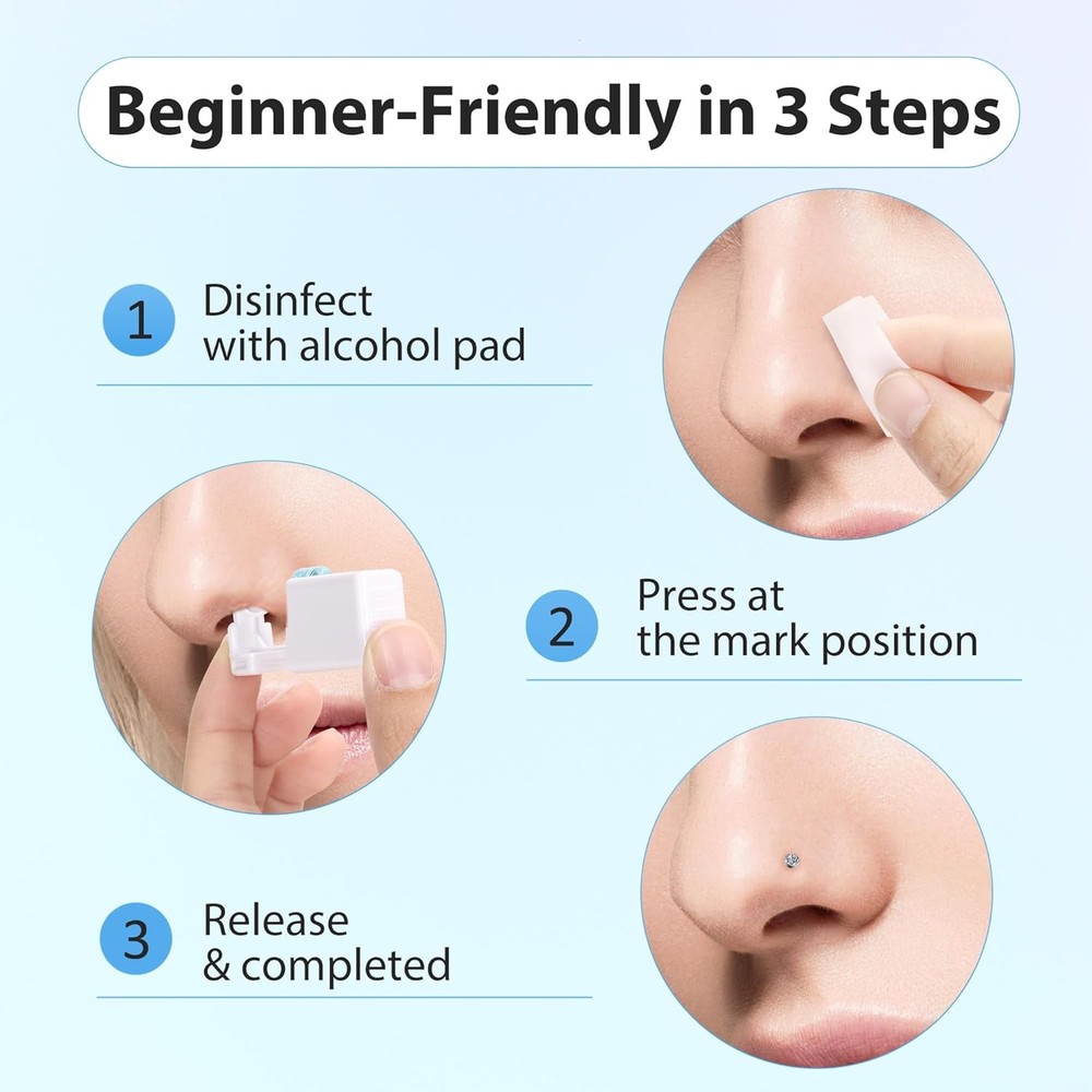 2-Pack Disposable Nose Piercing Kit, Gun, Self Kit...