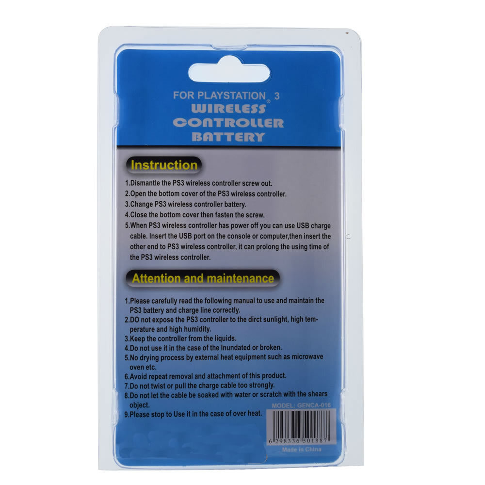 Rechargeable Battery Pack for Sony PS3 Wireless Controller Playstation 3 Gamepad