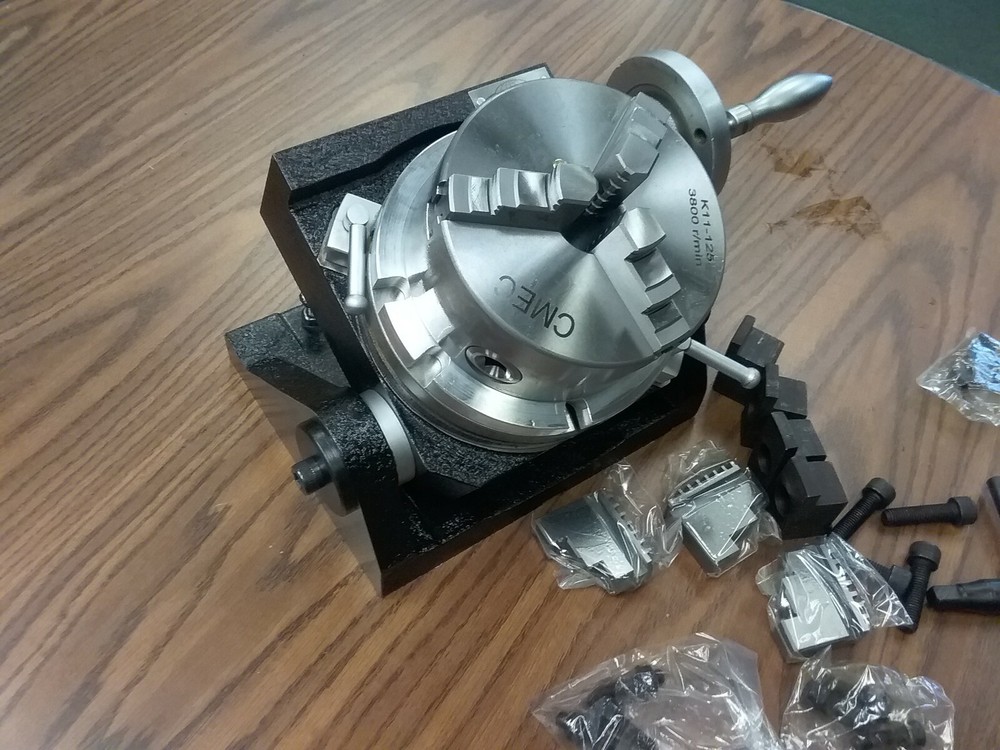 6" TILTING ROTARY TABLE, heavy duty, Centering adapter  & 5" chuck #TSK-150-NEW