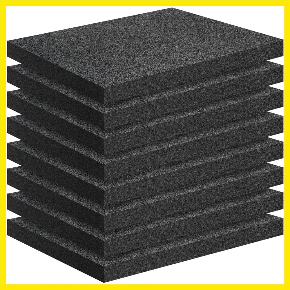 Black Packing Foam Sheets- 8PCS Cuttable Polyurethane Foam Pads Polyurethane ...