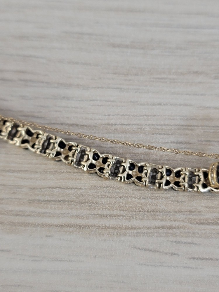 14k Solid Yellow Gold Diamond - Sapphire Bracelet