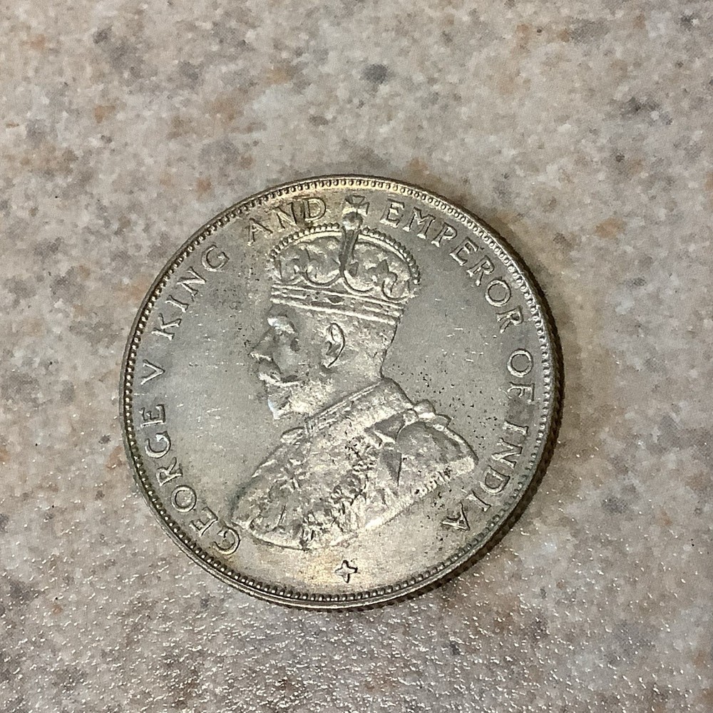 1920 Straits Settlements 50 Cents Silver Foreign Coin