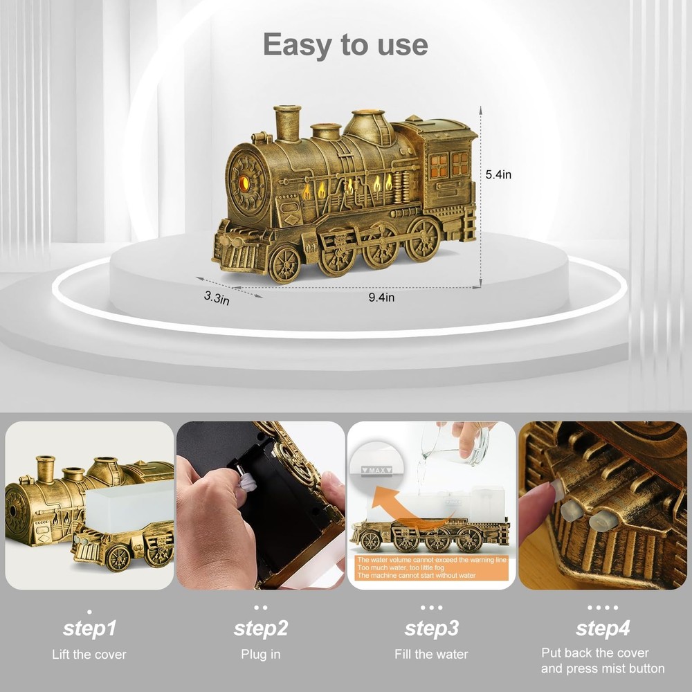 Train Diffuser 300ml, Aromatherapy Diffuser Cool Mist Ultrasonic Aroma Train ...