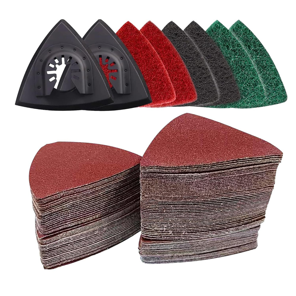 133PCS Oscillating Tool Sanding Pads Kit,125 Sandpaper, 2 Triangular Sanding Pad