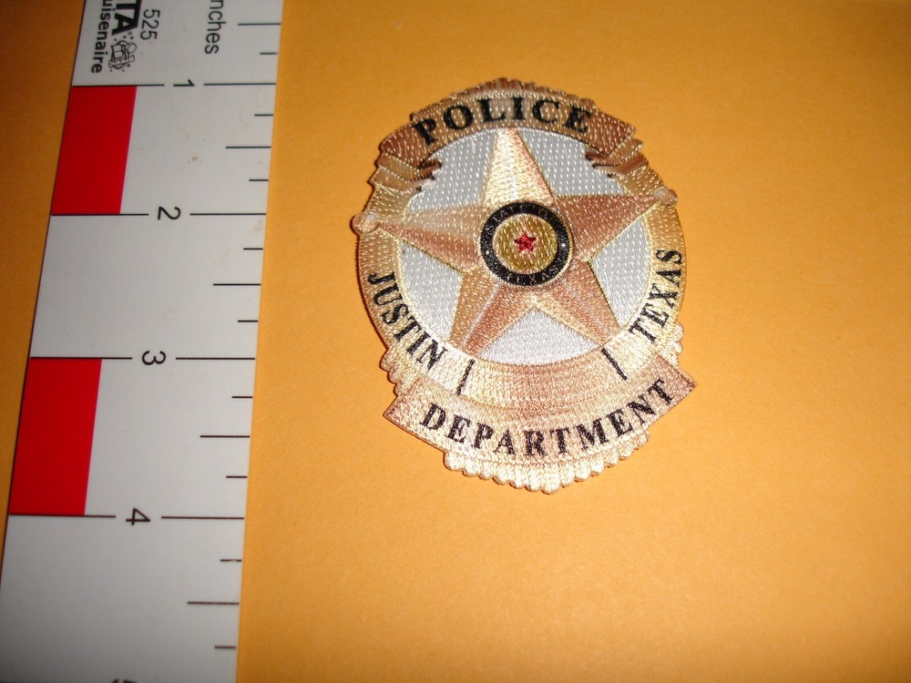 Police Patch Justin TX Gold