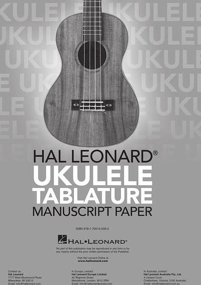 Hal Leonard Ukulele Tablature Manuscript Paper
