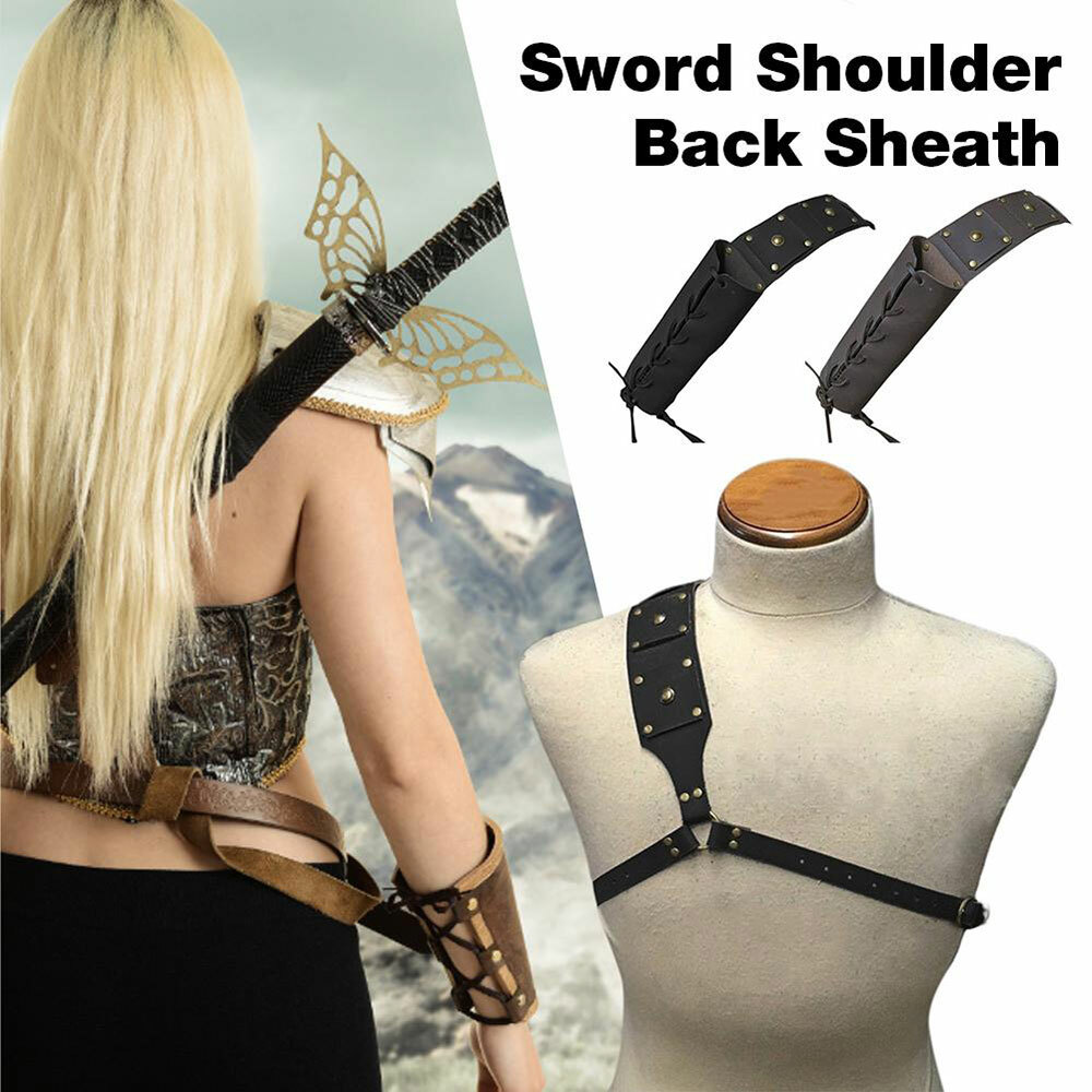 Medieval Style Sword Back Sheath Scabbard Warrior Holder One/Double Shoulders