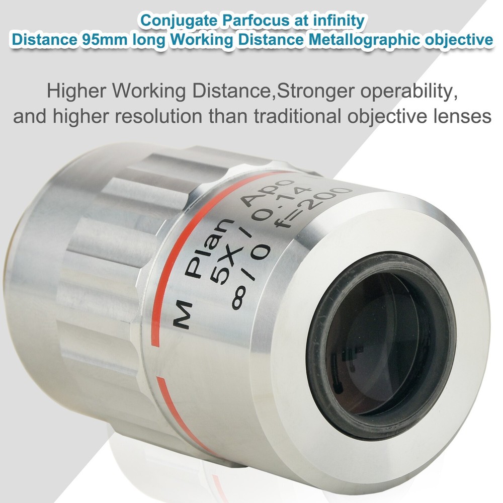 5X Infinite far Long Working Distance Metallographic Microscope objective