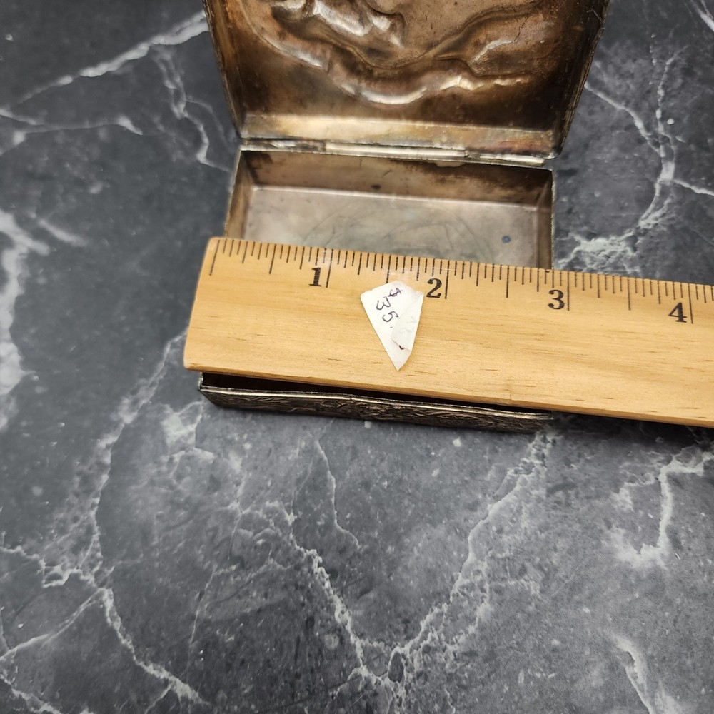 Antique Silverplate Japanese Dragon Cigarette/Match Box