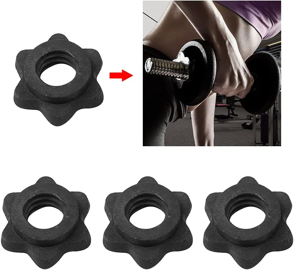 4Pcs Spinlock Collars, 1 Inch Dumbbell Hex Nut Barbell Spin-Lock Collars Screw C