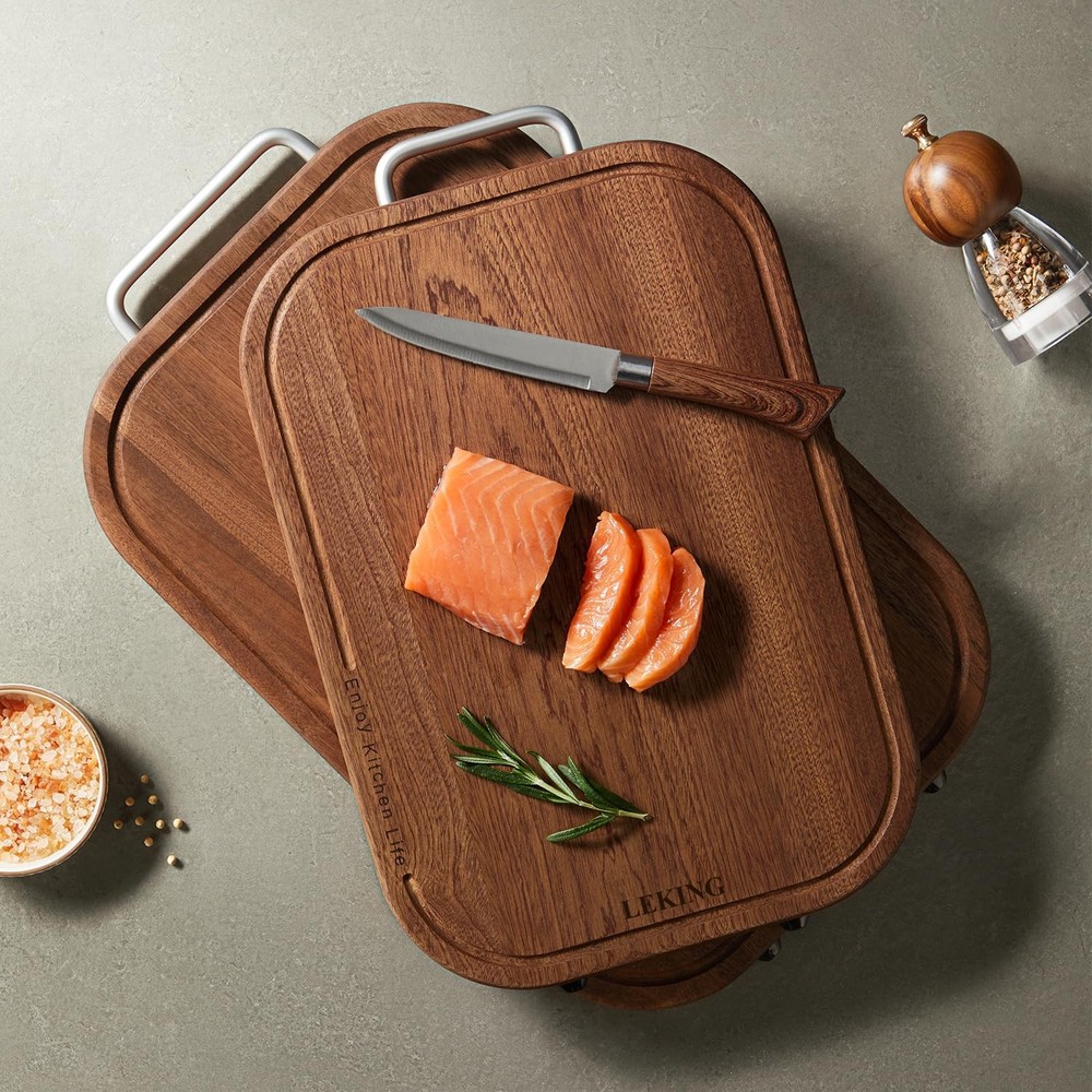 Premium Solid Ebony Wood Cutting Board for Kitchen - 14.5"x9.5"x1" Double Sid...