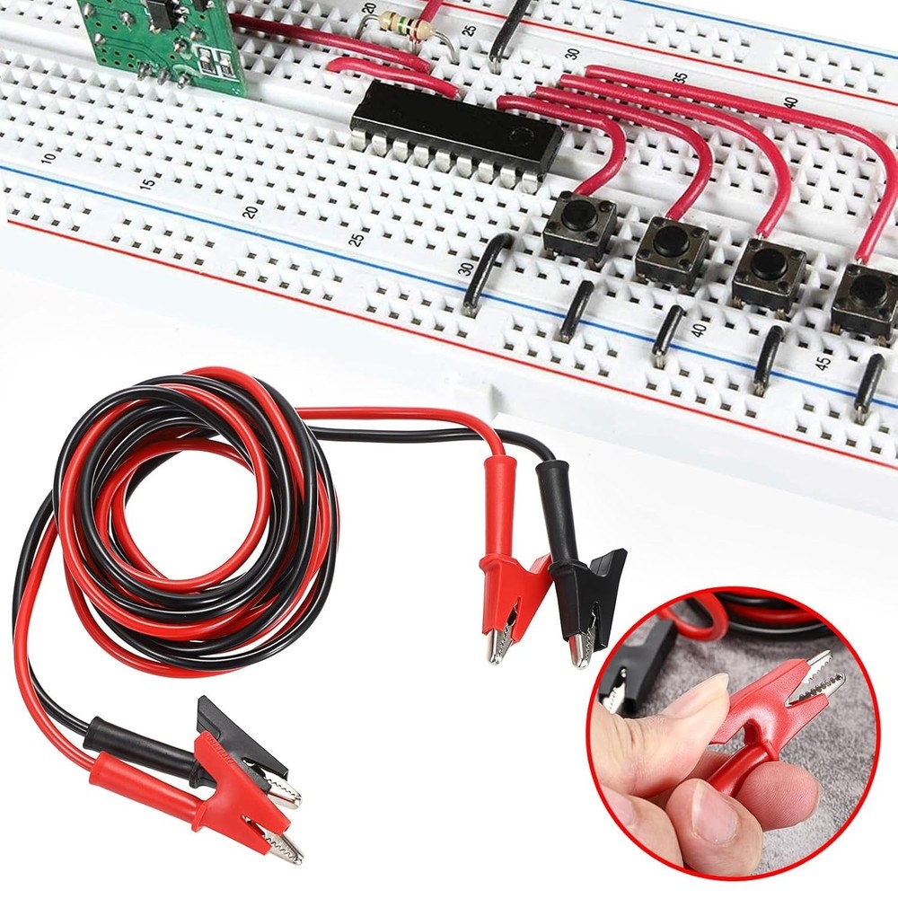 Robust 2-Pack 6.6 Ft Alligator Clips, 1500V Rated Cables for Versatile Testing