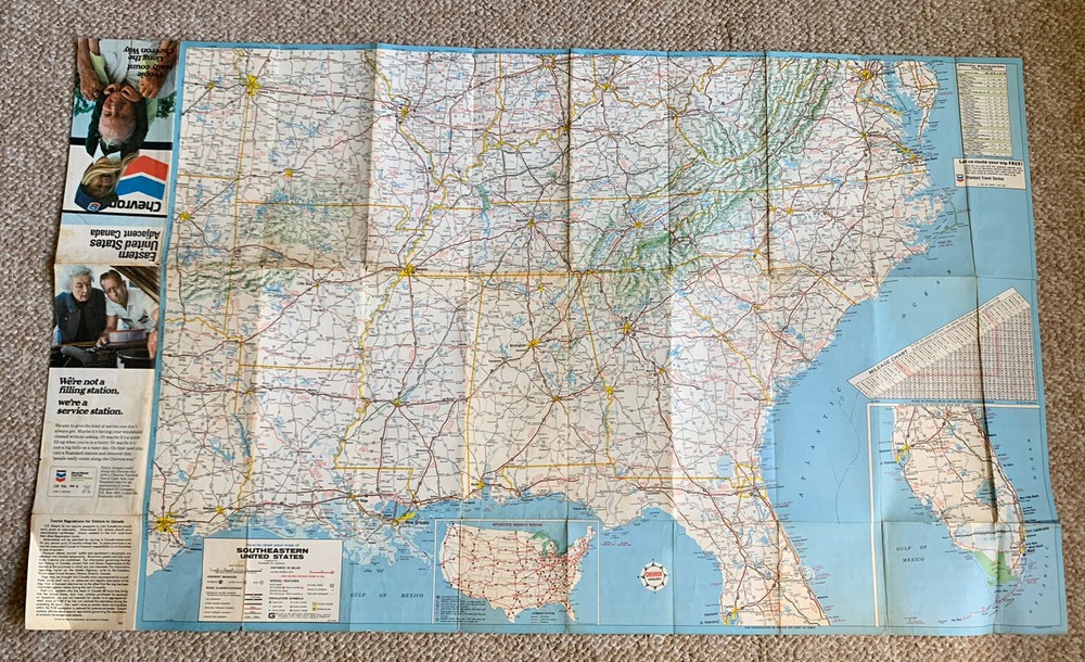 Vintage 1973 Eastern United States Adjacent Canada Chevron Map