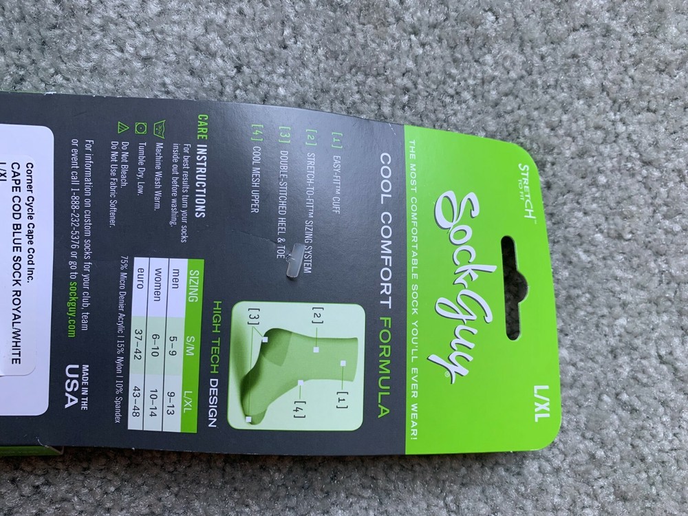 NWT SockGuy Cape Cod Socks - 3 inch, Blue, Large/X-Large